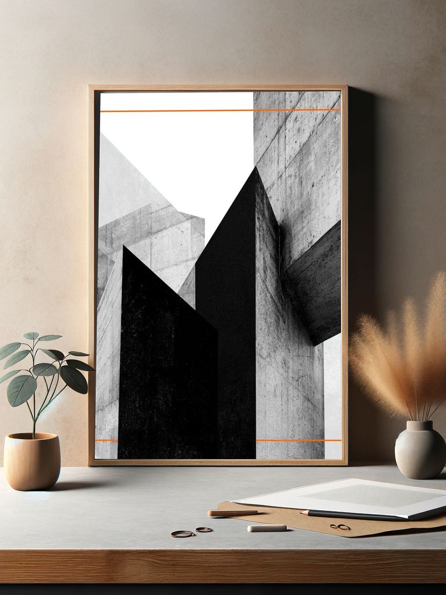 Concrete Geometry Abstract Print. — room view 2
