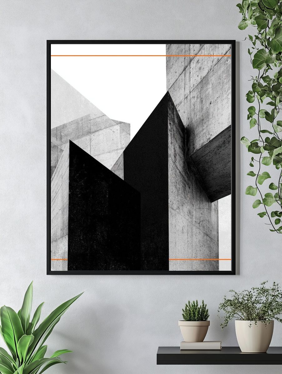 Concrete Geometry Abstract Print. — room view 4