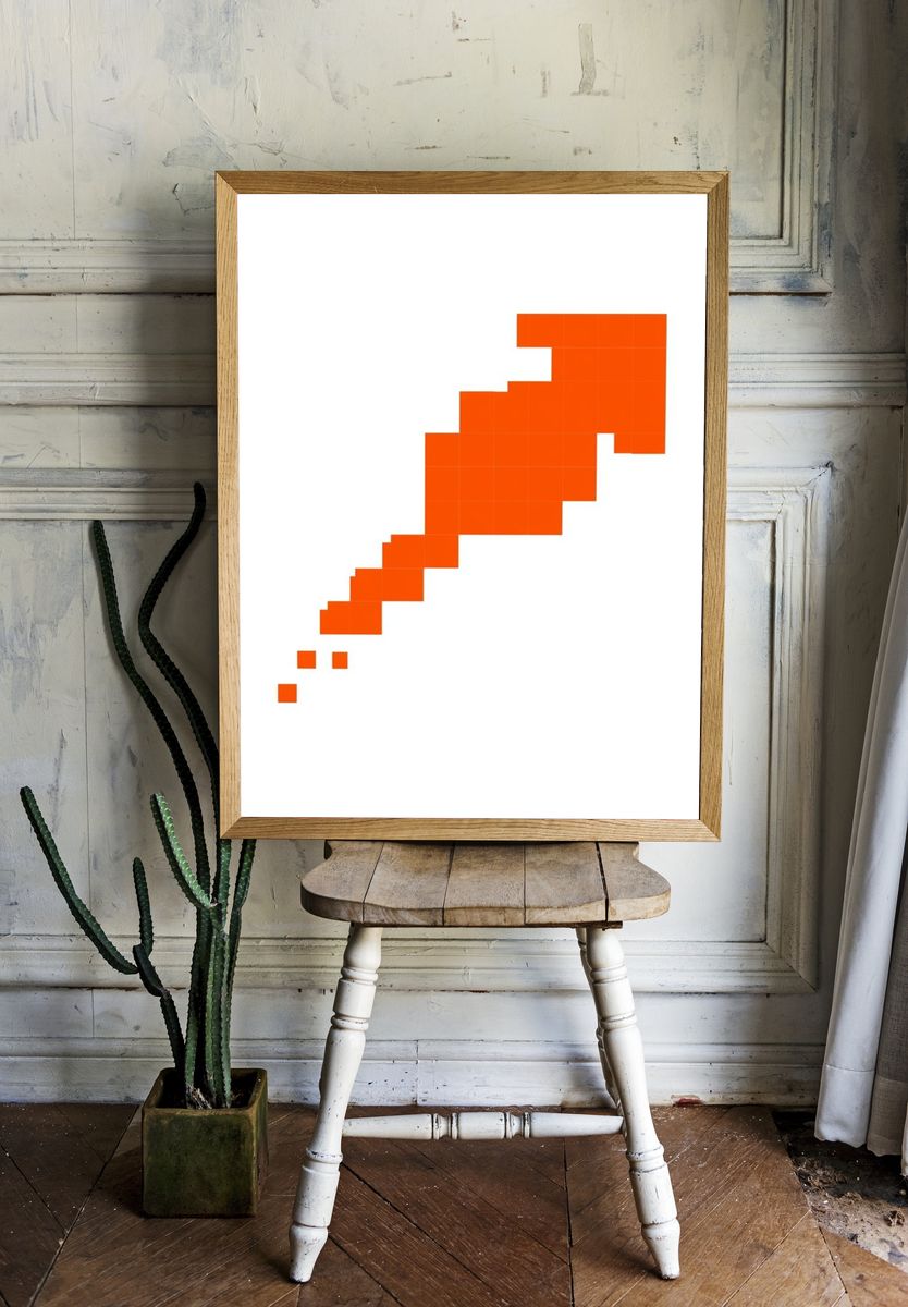 Orange Pixel Staircase Abstract Poster. — room view 1
