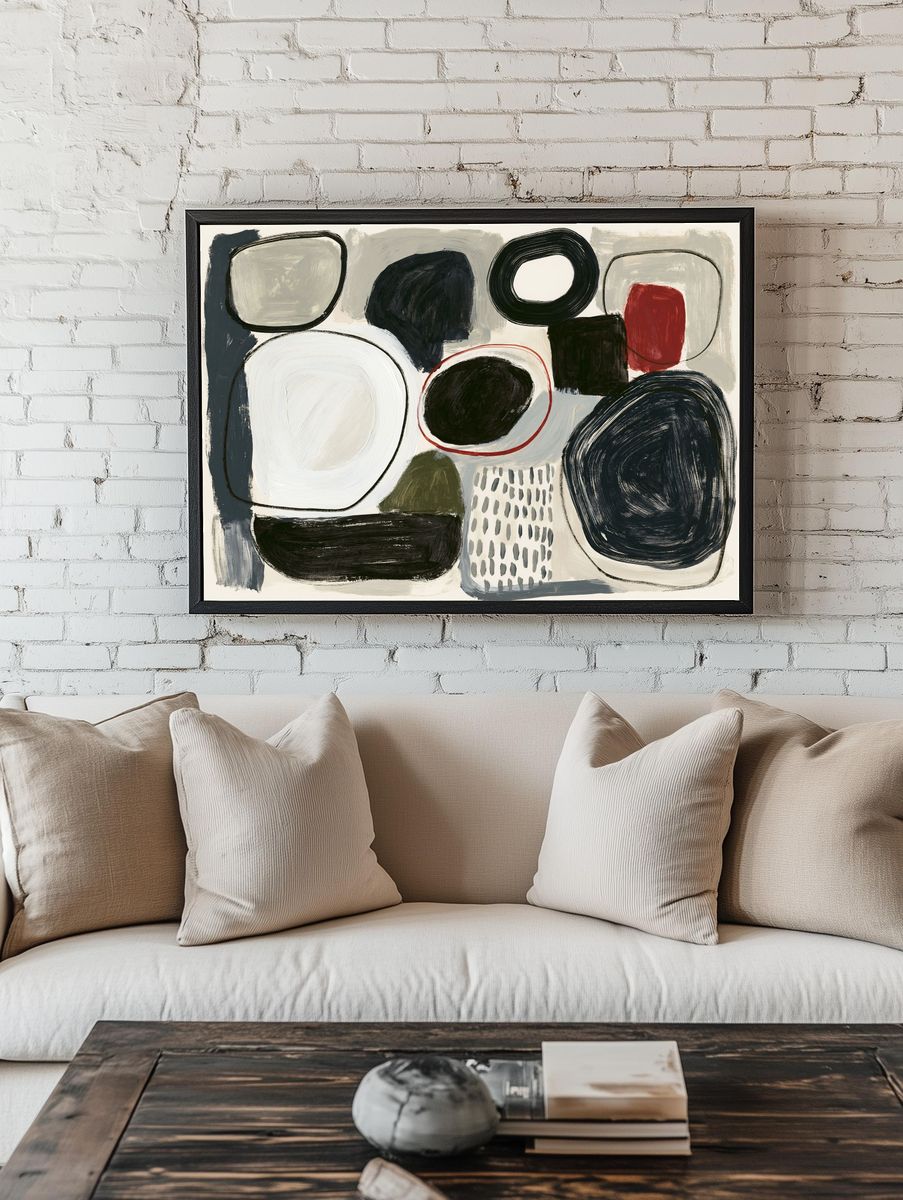 Modern Abstract Shapes Poster. — room view 1