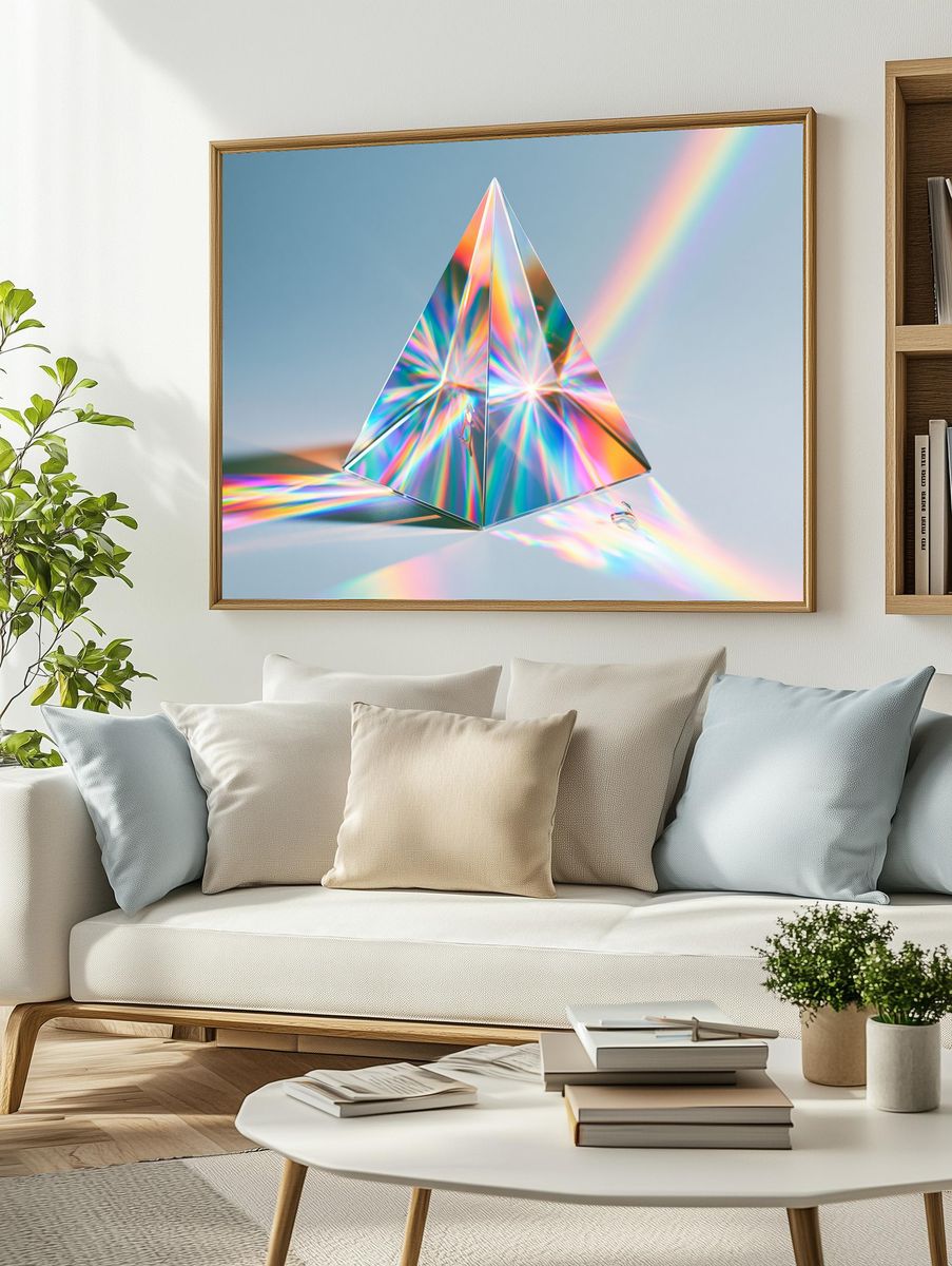 Prismatic Pyramid Abstract Poster. — room view 2