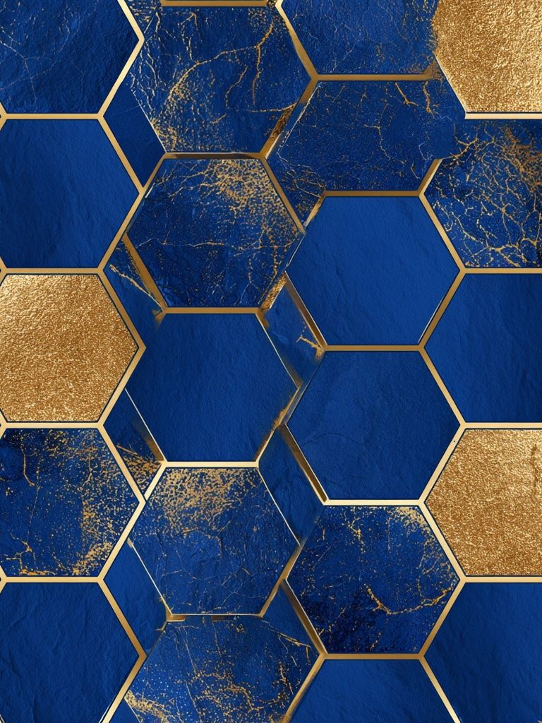 Blue Gold Hexagon Abstract Poster. poster — abstract art