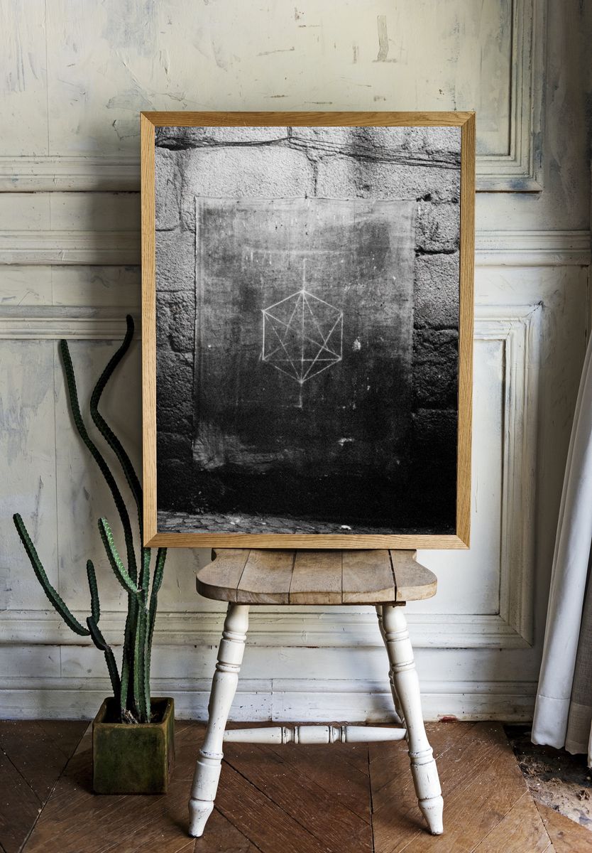 Geometric Chalk Wall Poster. room preview