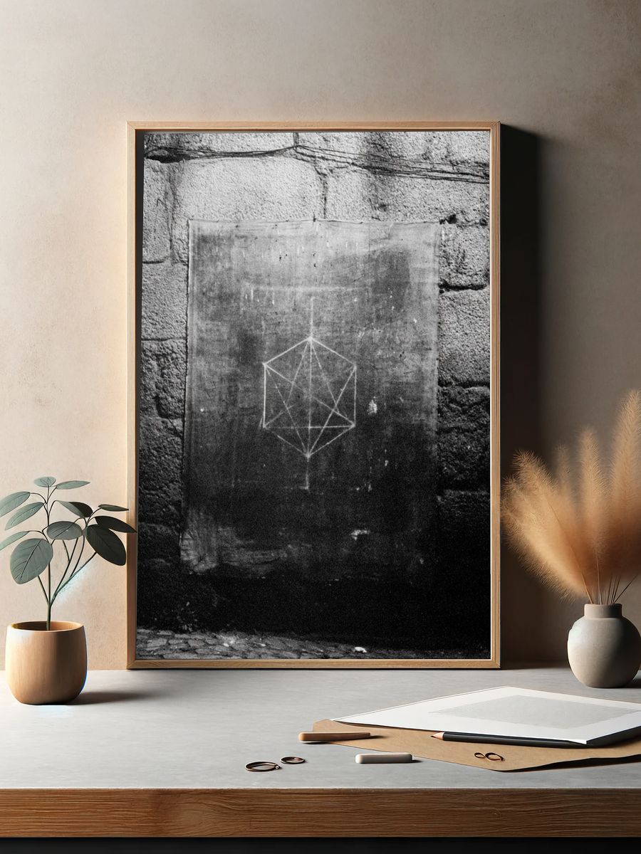 Geometric Chalk Wall Poster. — room view 2