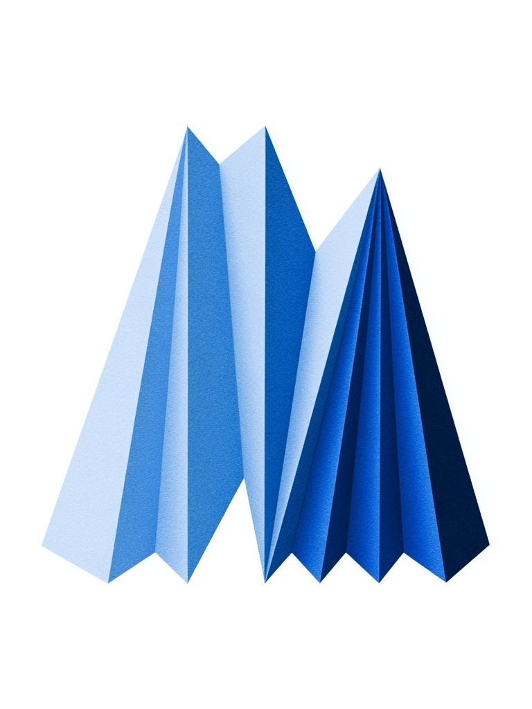 Blue Geometric Folded Abstract Poster. poster detail