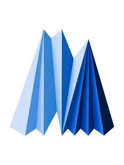 Blue Geometric Folded Abstract Poster. poster