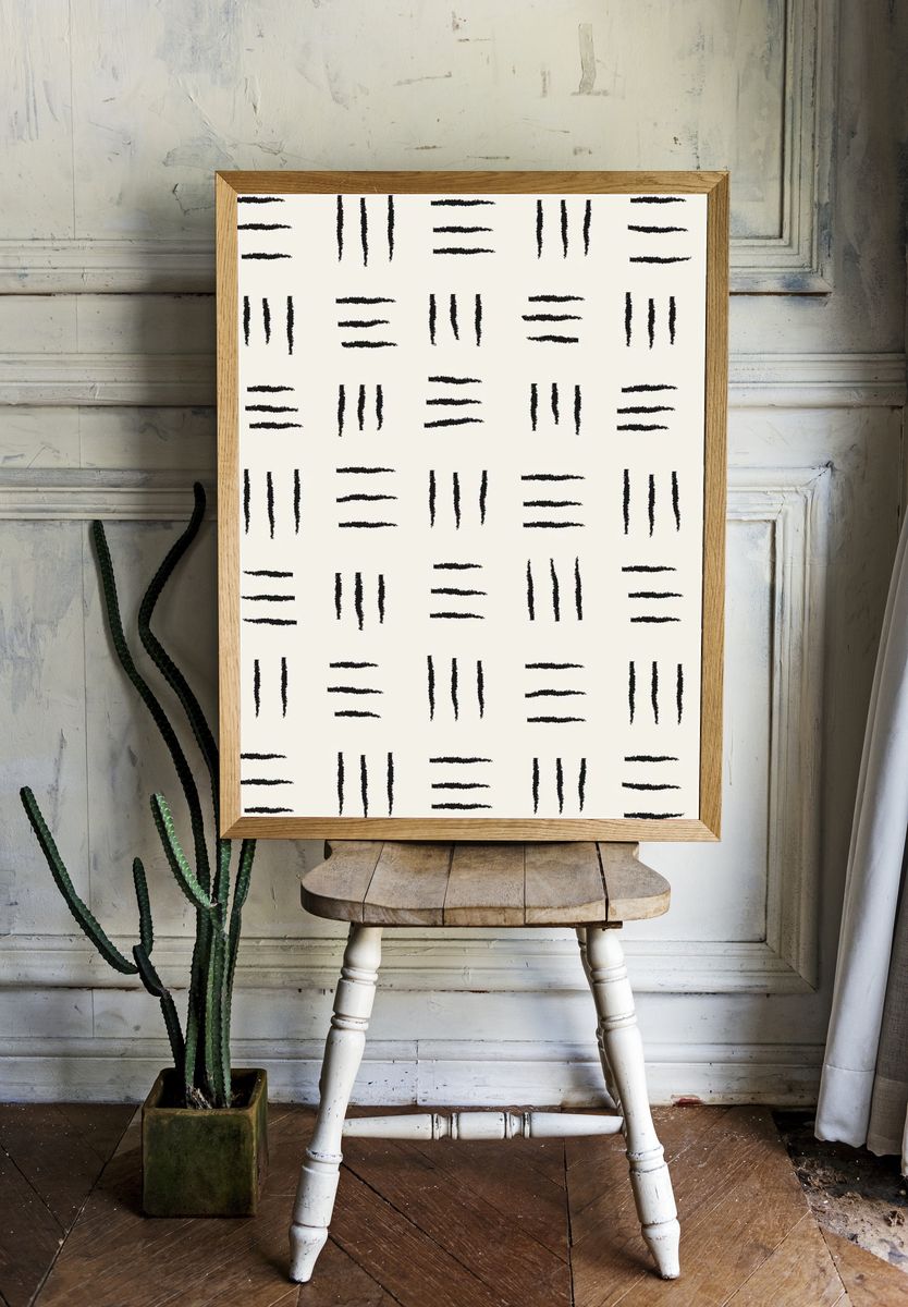 Doodle background, black lined pattern. — room view 1
