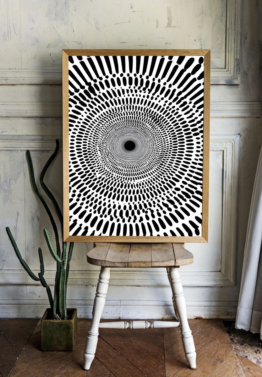 Concentric Dot Tunnel Abstract Poster. — room view 1