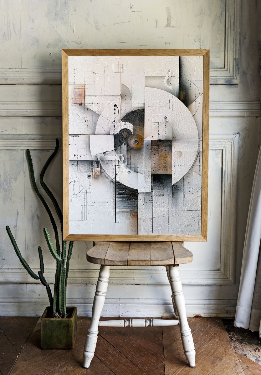Monochrome Geometric Abstract Poster. room preview