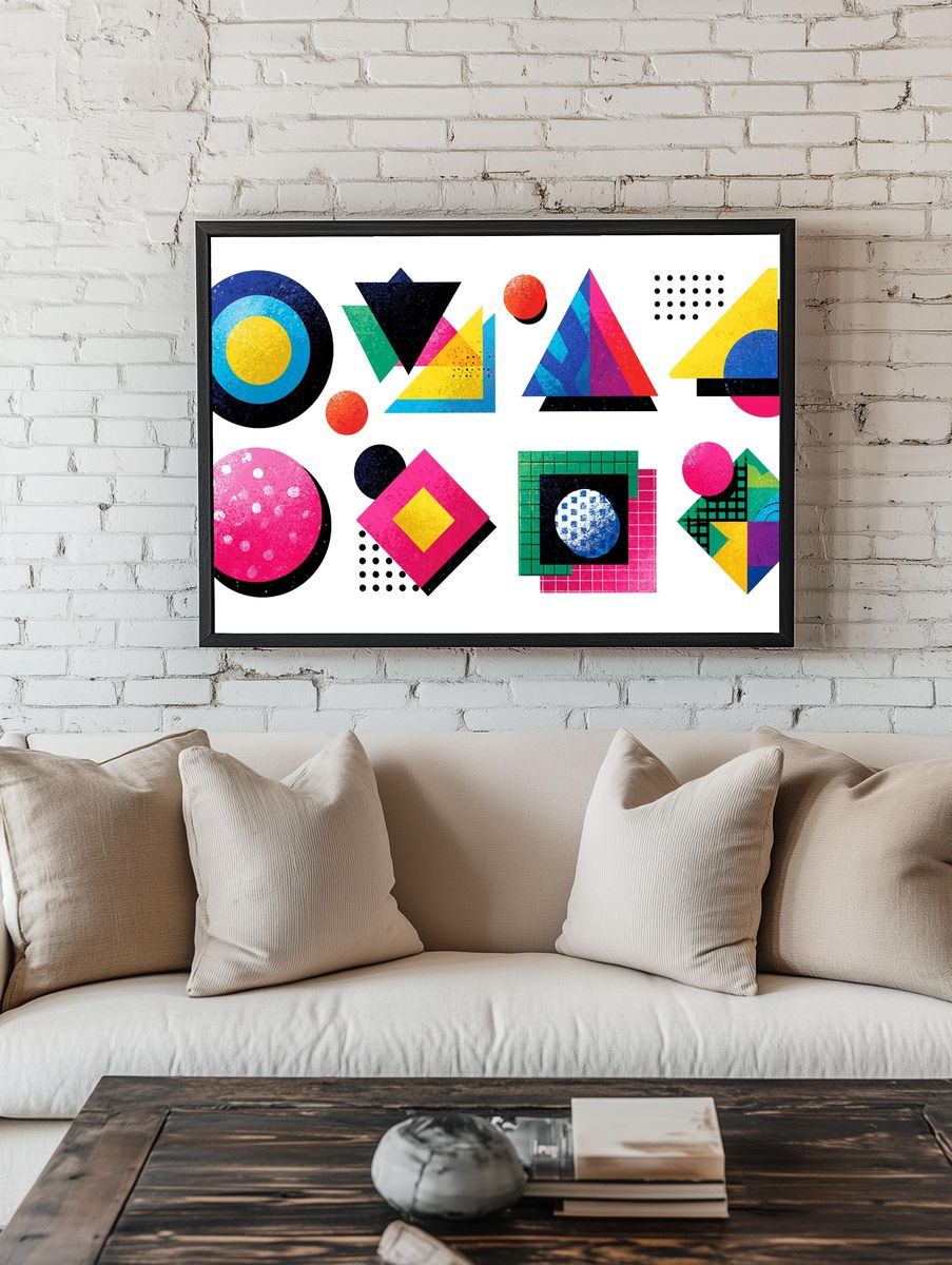 Geometric Color Blocks Abstract Poster. — room view 1