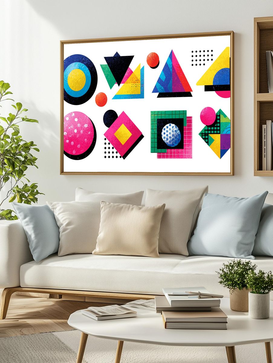 Geometric Color Blocks Abstract Poster. — room view 2