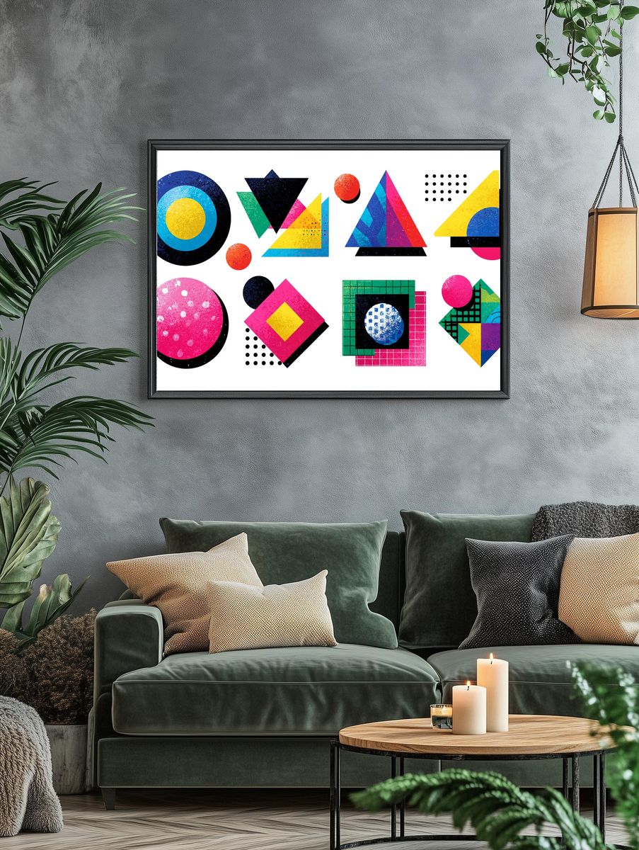 Geometric Color Blocks Abstract Poster. — room view 4