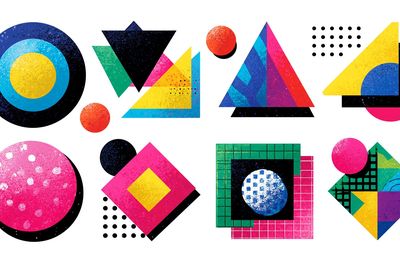 Geometric Color Blocks Abstract Poster. poster