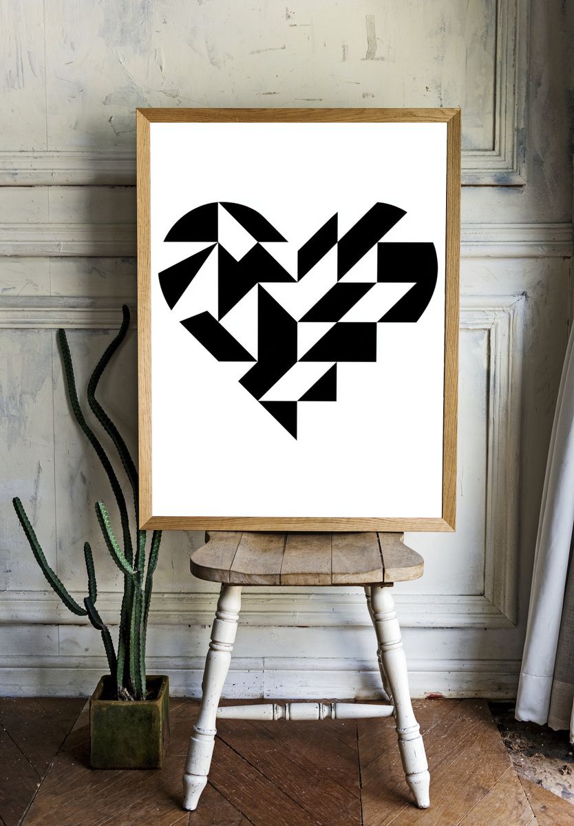 Geometric Heart Abstract Poster. — room view 1