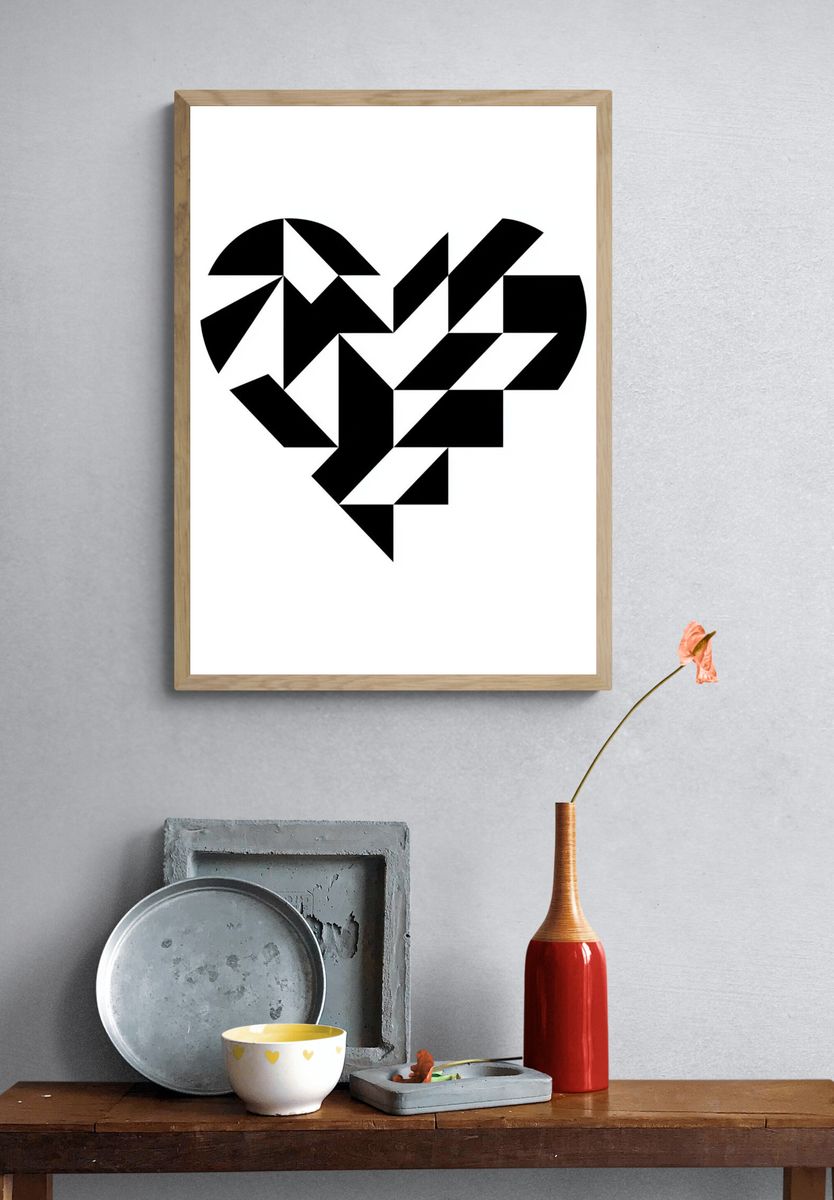 Geometric Heart Abstract Poster. — room view 3