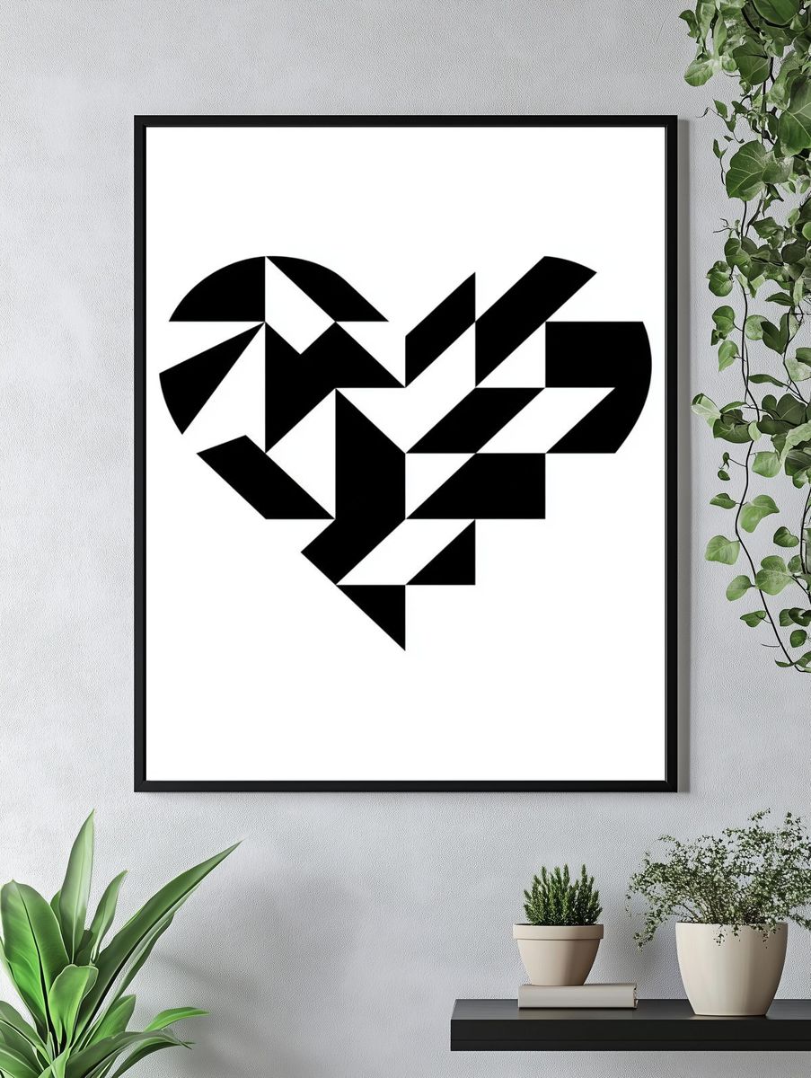 Geometric Heart Abstract Poster. — room view 4