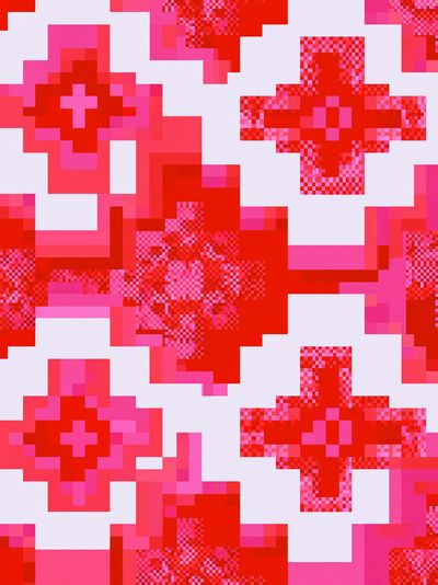 Pixel Cross Pattern Abstract Poster. poster