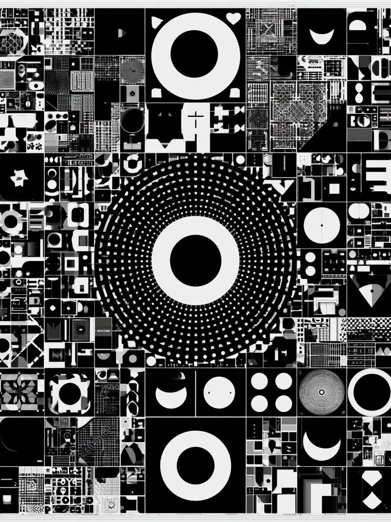 Monochrome Geometric Collage Poster. poster detail