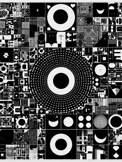 Monochrome Geometric Collage Poster. poster
