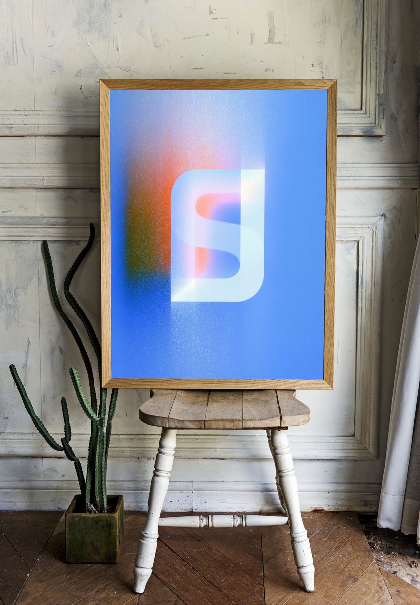 Blue Glow Abstract Poster. room preview