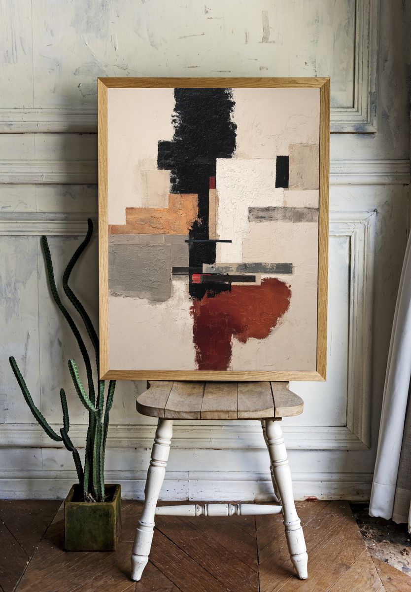 Textured Geometric Abstract Poster. — room view 1