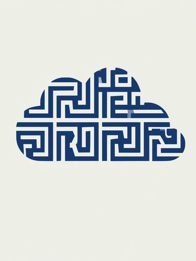 Blue Maze Cloud Abstract Print. poster
