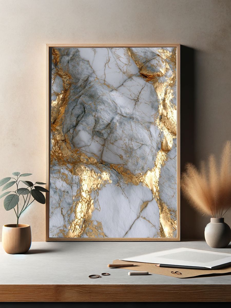 Golden Marble Texture Poster. — room view 2