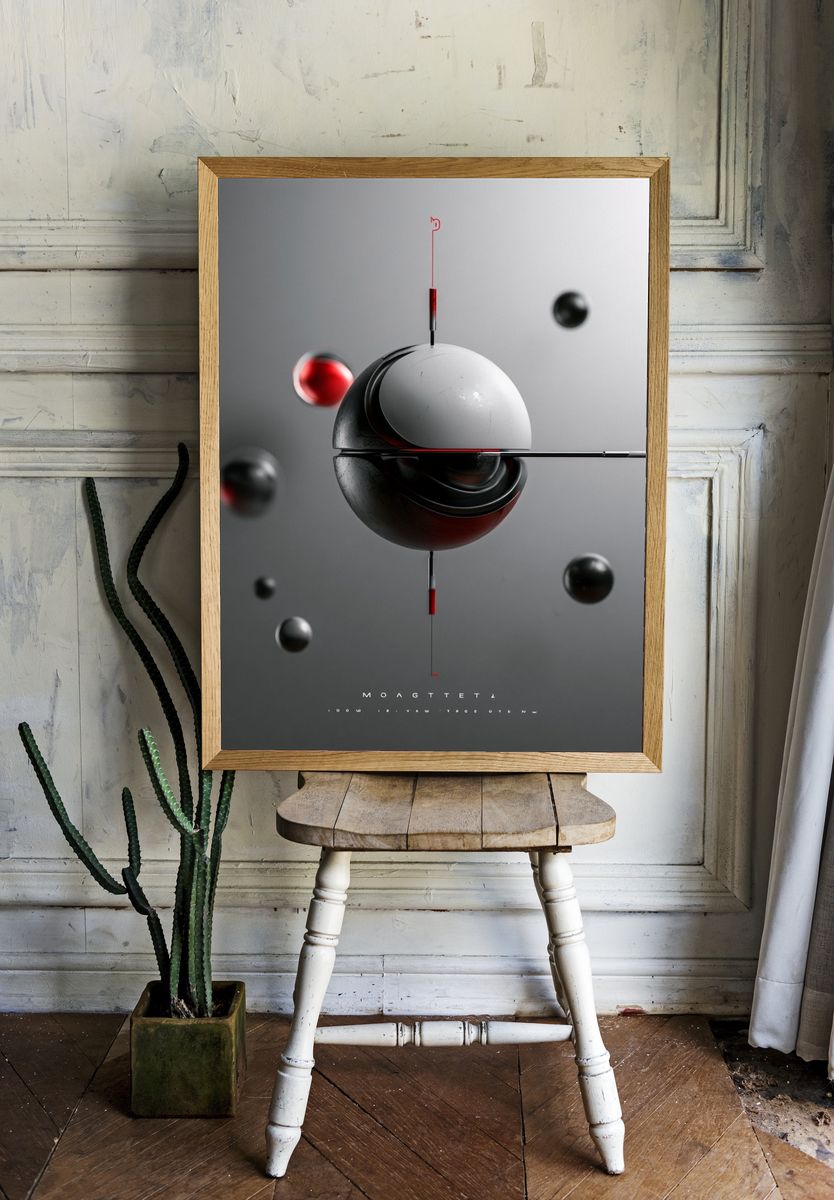 Abstract Orb Geometry Poster. — room view 1