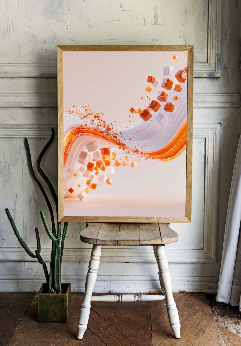Orange Wave Abstract Poster. room preview