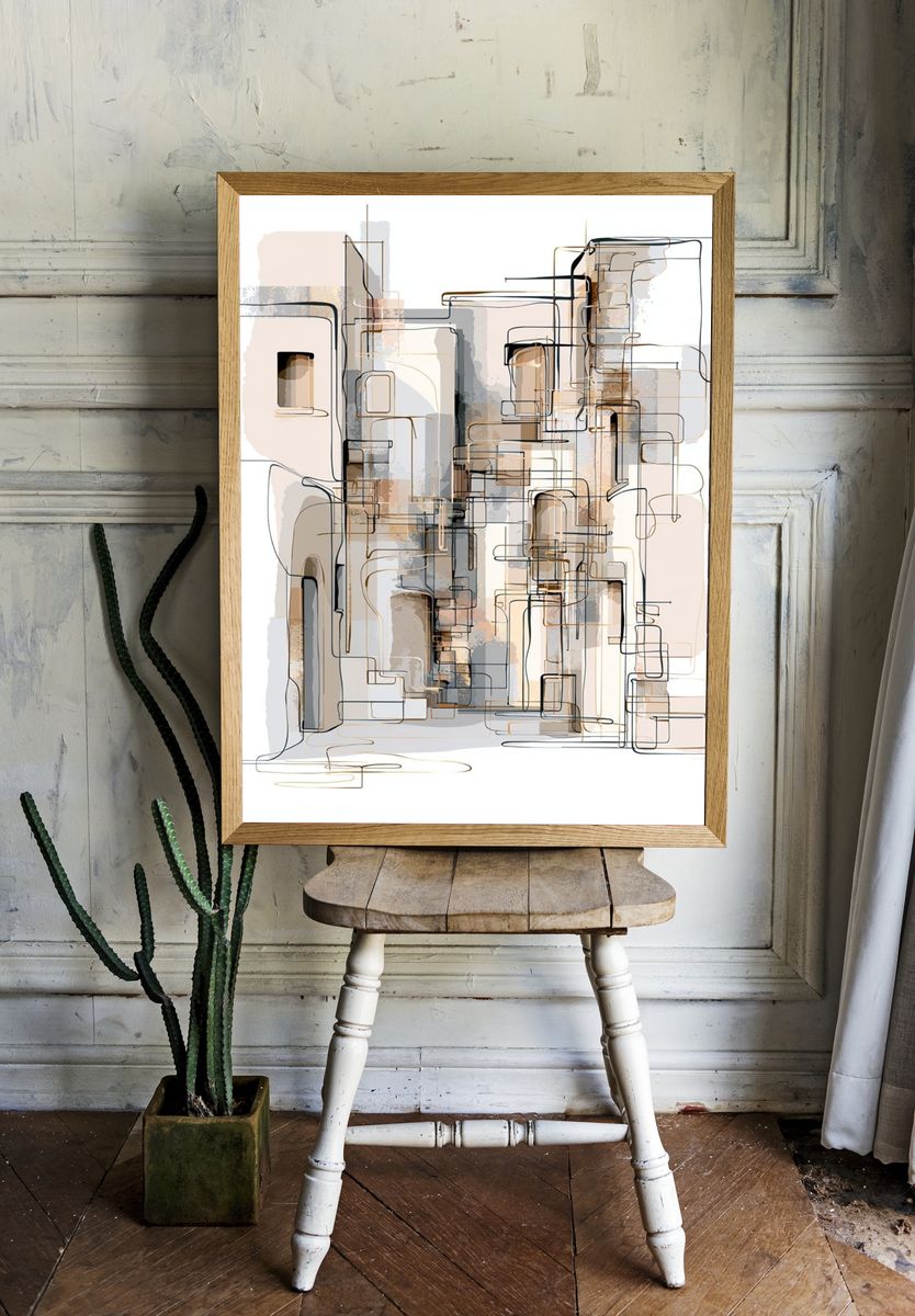 Geometric Neutral Abstract Poster. — room view 1