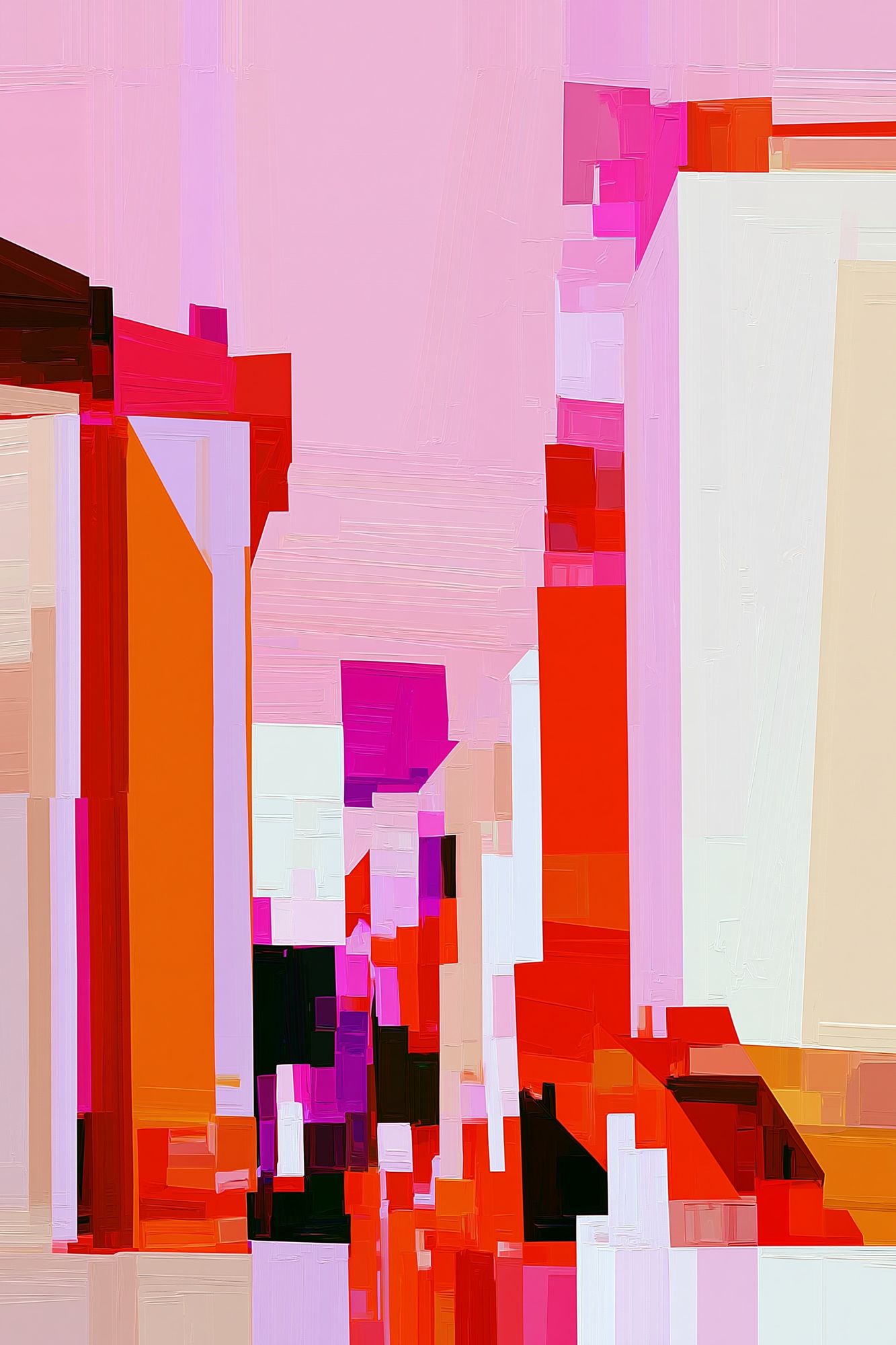 Pink City Blocks Abstract Poster. poster detail