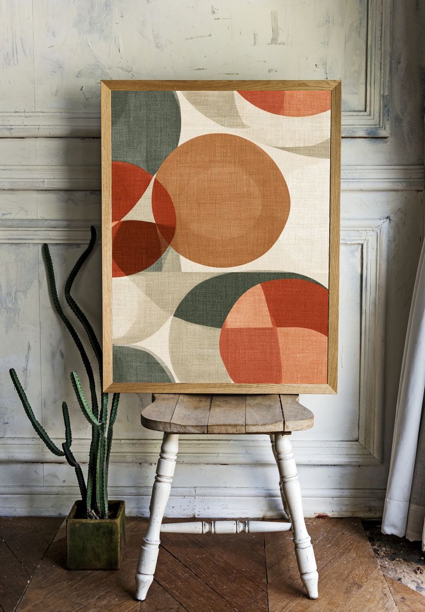 Retro Geometric Circles Poster. — room view 1