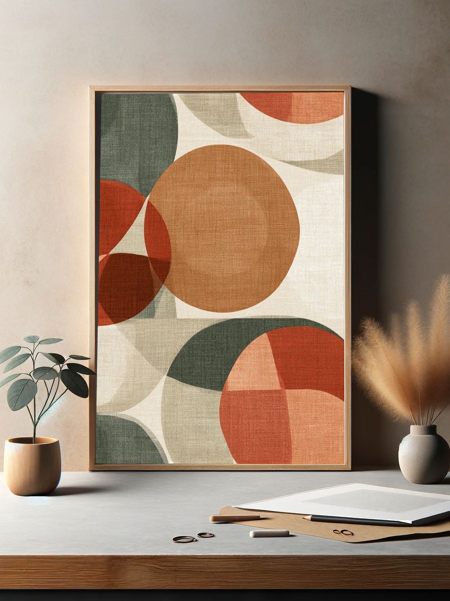 Retro Geometric Circles Poster. — room view 2