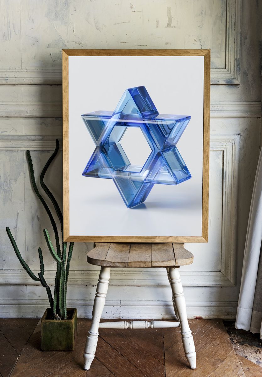 Blue Glass Star Abstract Poster. — room view 1