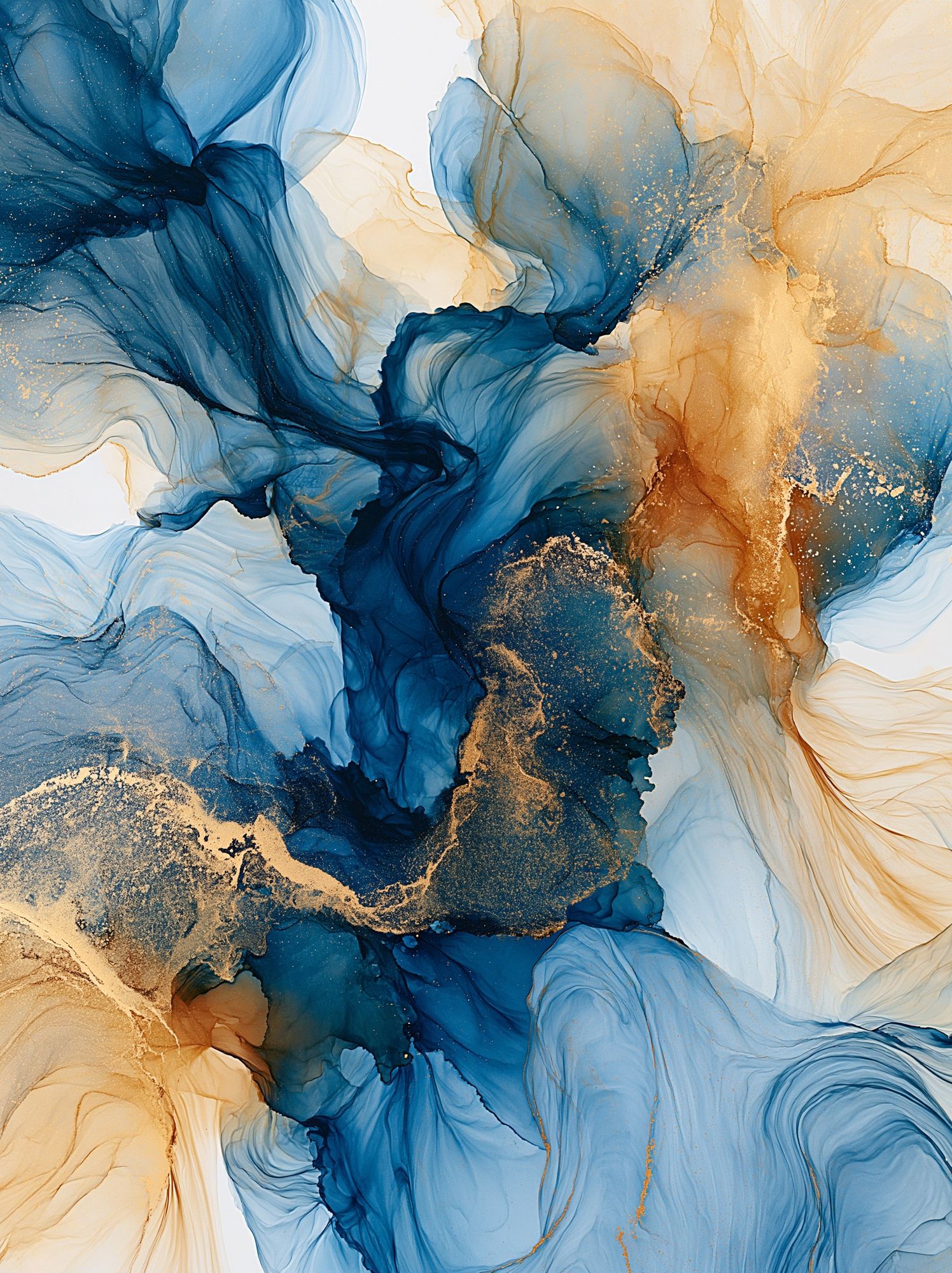 Blue and Gold Fluid Abstract Poster. poster detail