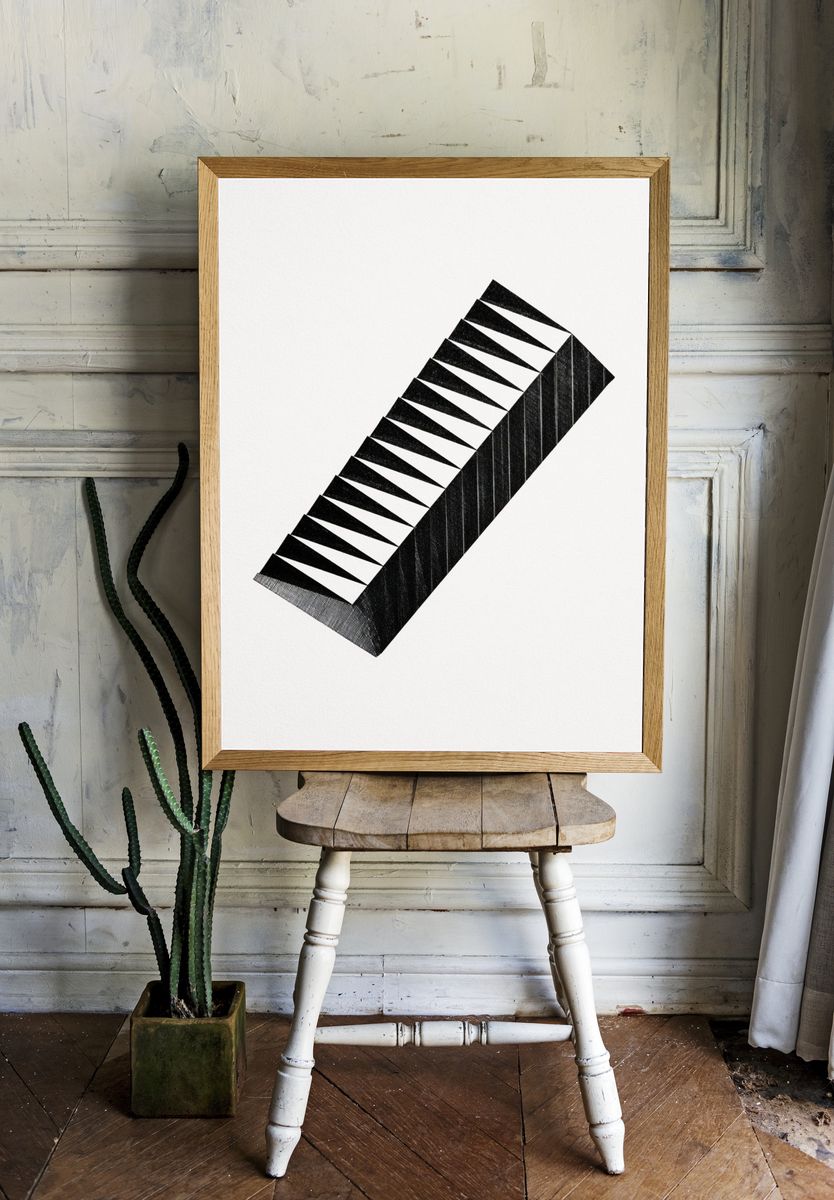 Geometric Black-White Abstract Poster. — room view 1