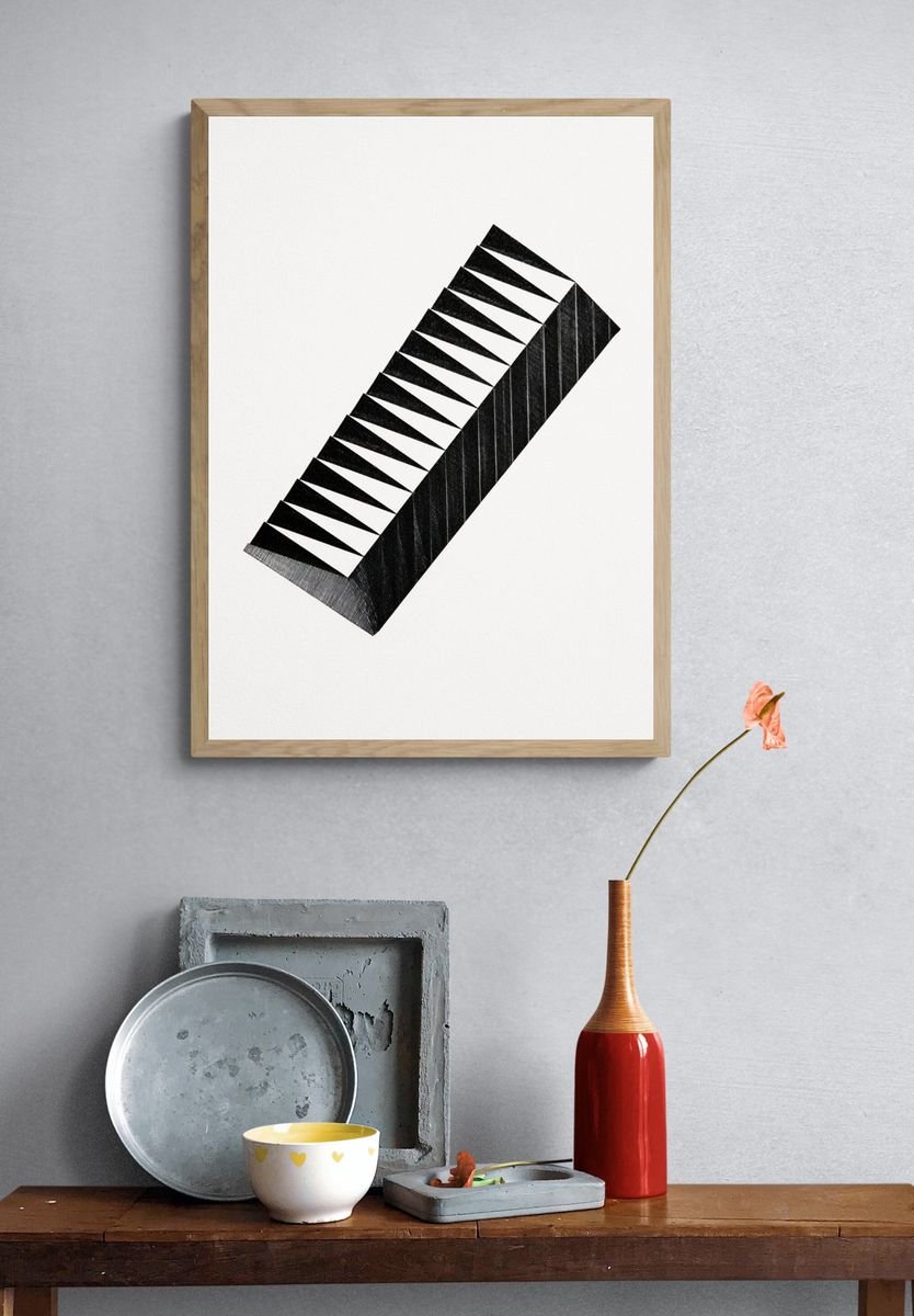 Geometric Black-White Abstract Poster. — room view 3