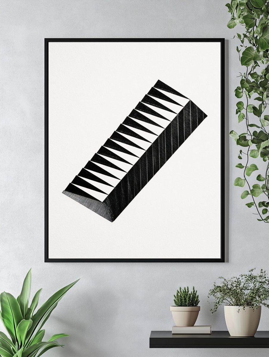 Geometric Black-White Abstract Poster. — room view 4