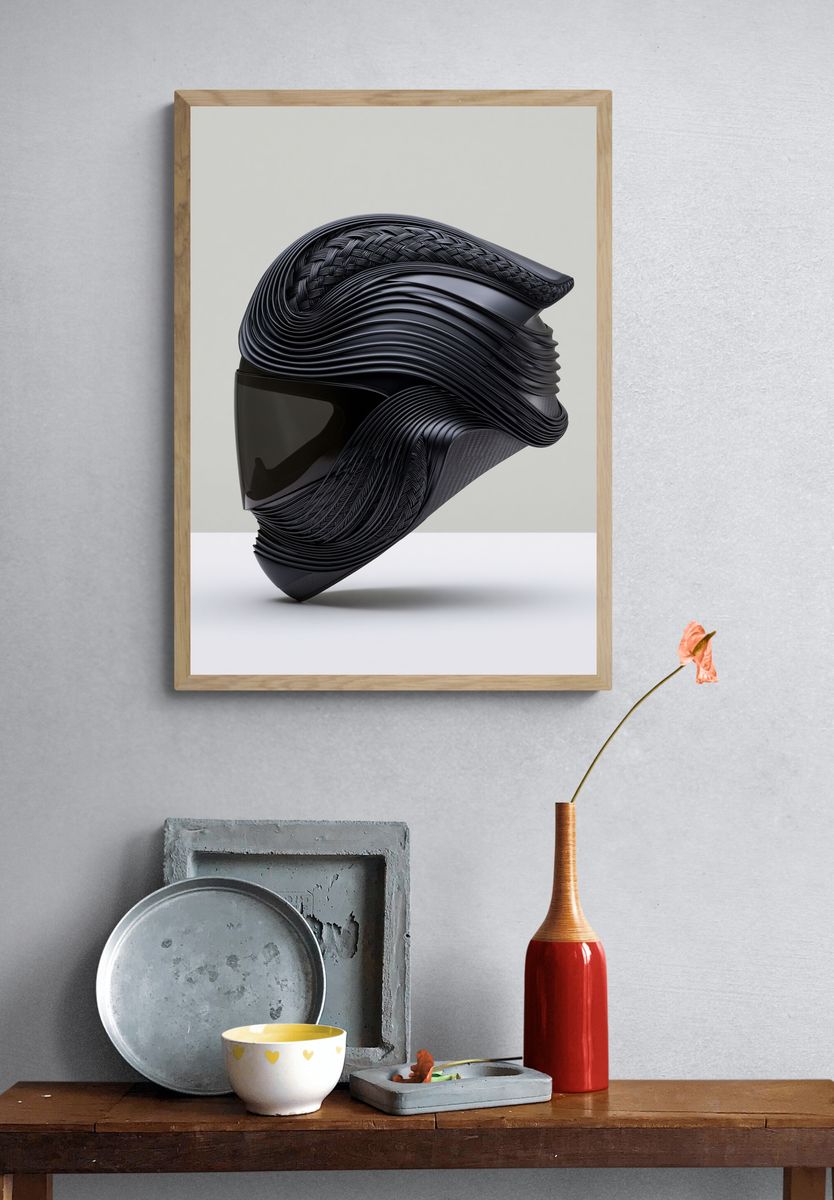 Abstract Black Helmet Poster. — room view 3