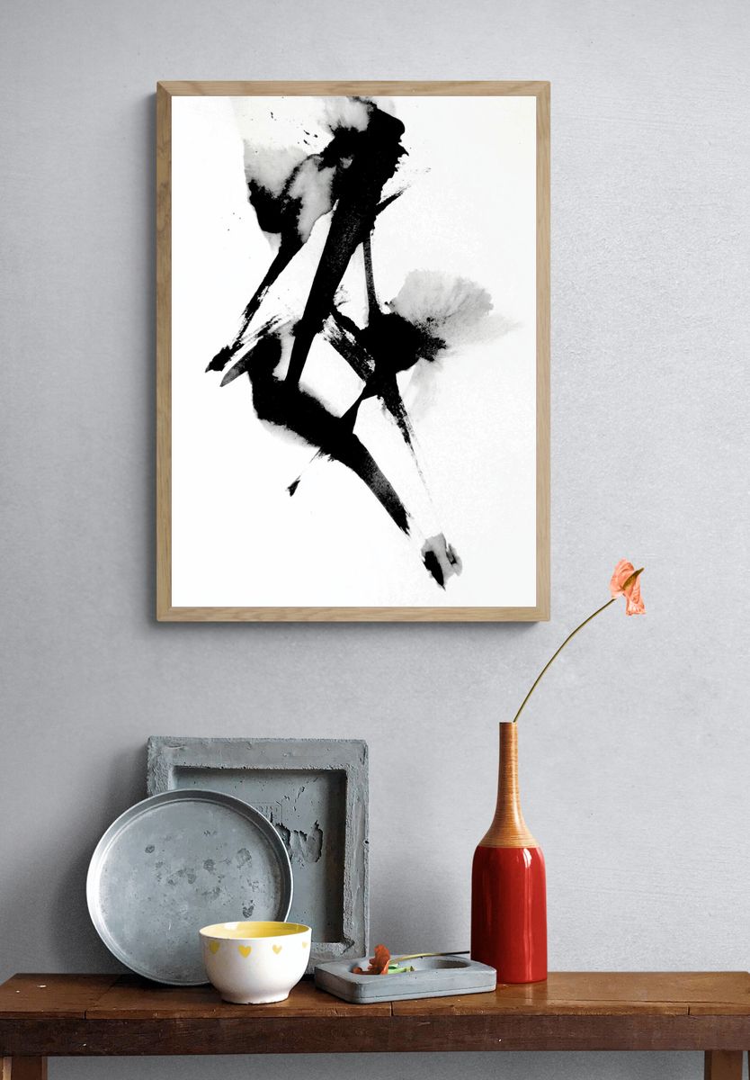 Monochrome Ink Abstract Poster. — room view 3