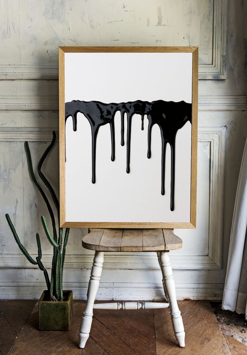 Black Ink Drip Abstract Poster. — room view 1