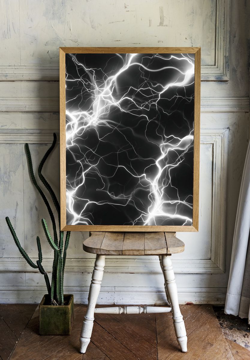 Electric Lightning Abstract Poster room preview