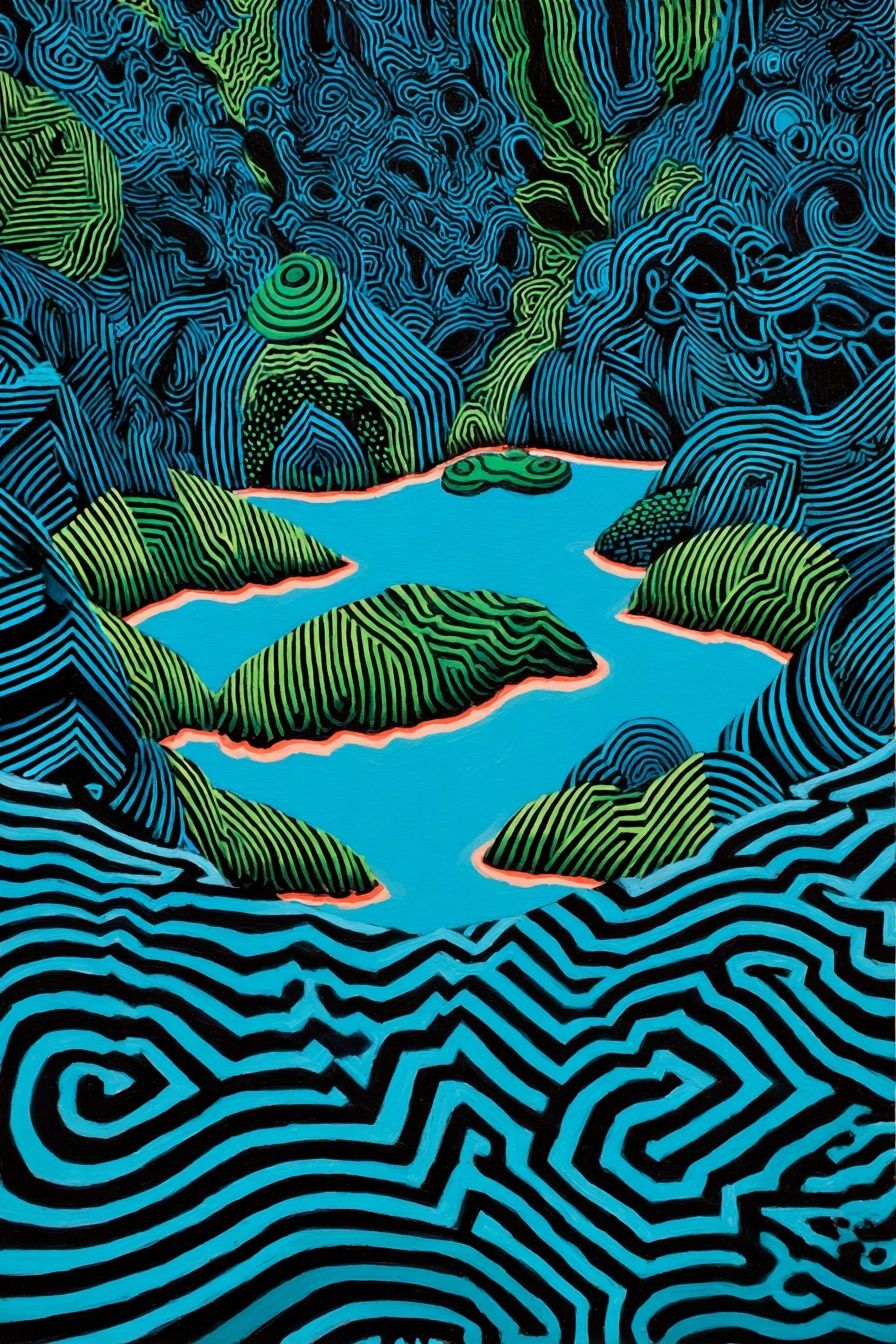 Abstract Blue Landscape Poster. poster detail