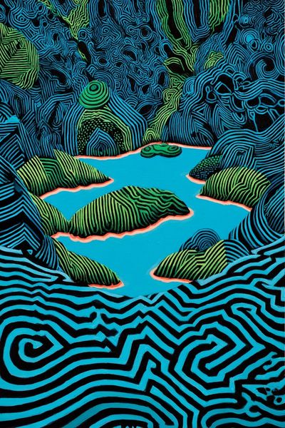 Abstract Blue Landscape Poster. poster print