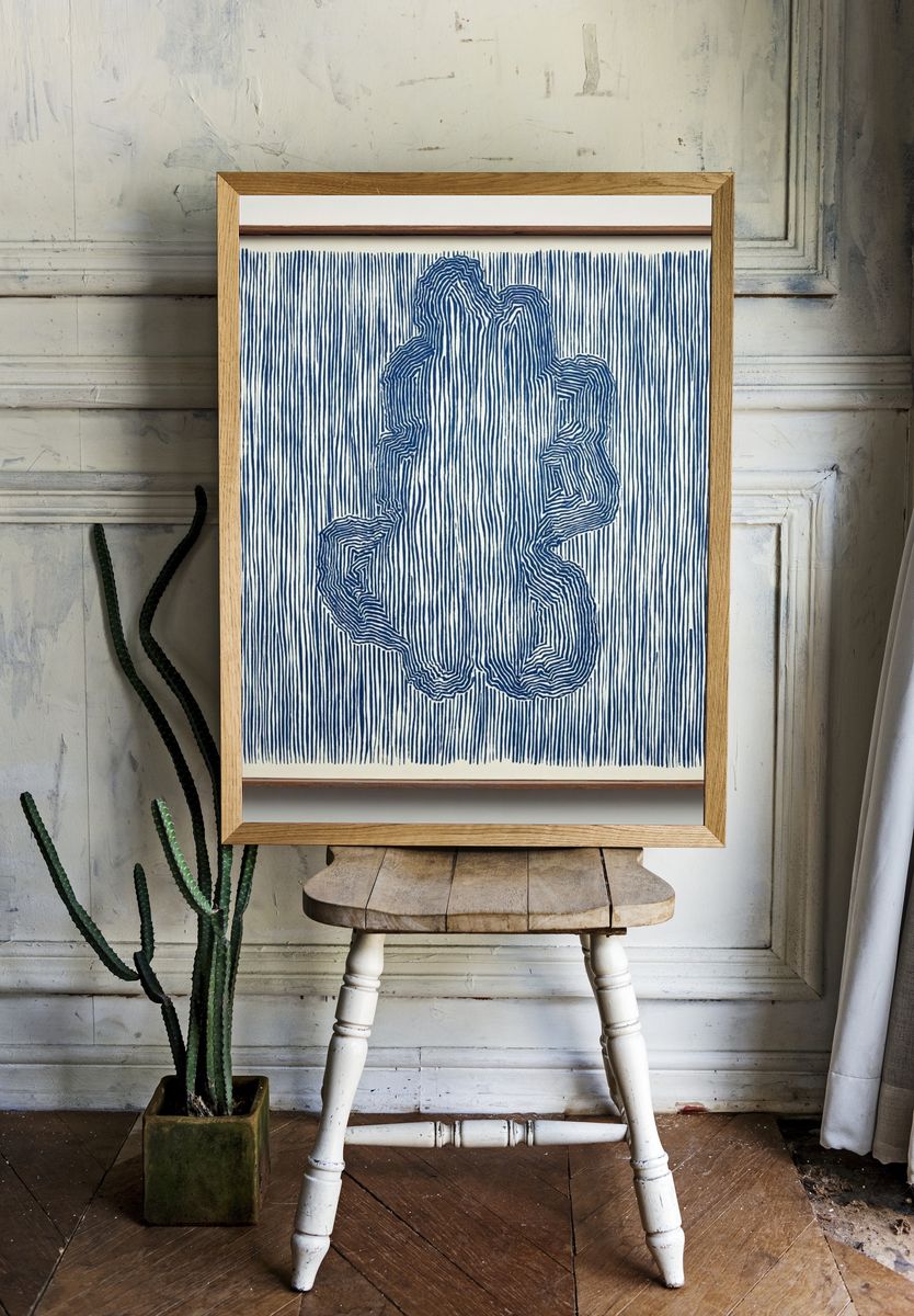 Abstract Blue Lines Poster. room preview