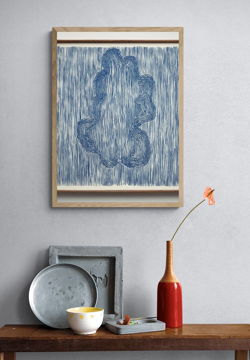 Abstract Blue Lines Poster. — room view 3