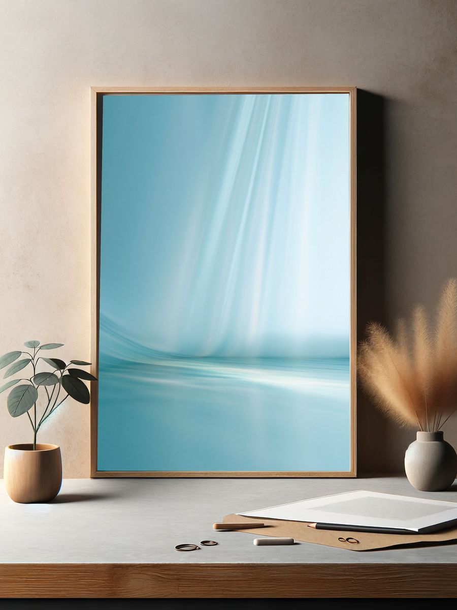 Soft Blue Light Abstract Poster. — room view 2