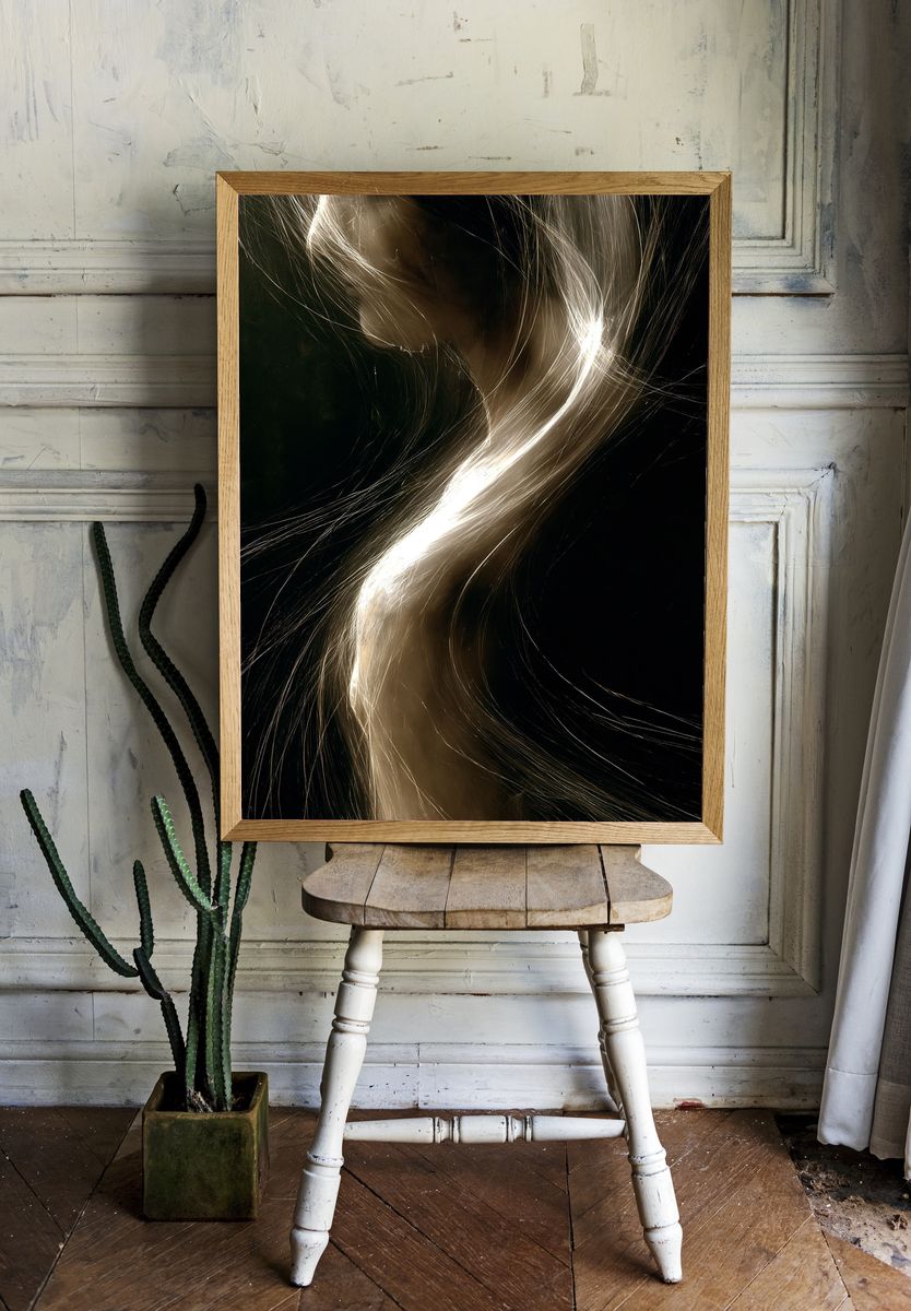 Golden Light Abstract Poster. — room view 1