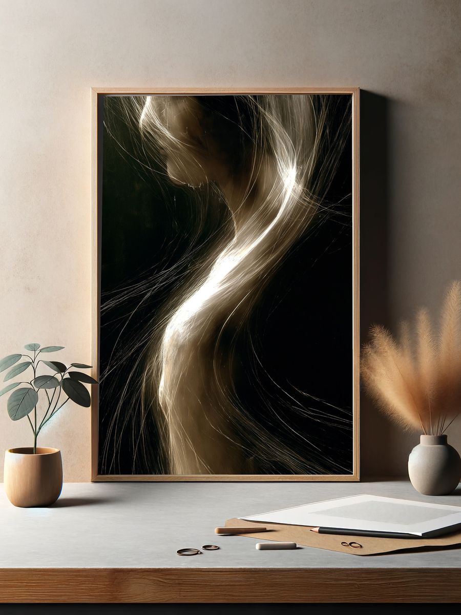 Golden Light Abstract Poster. — room view 2