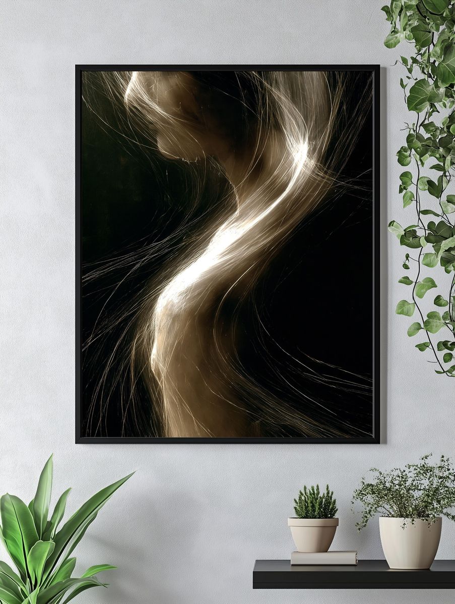 Golden Light Abstract Poster. — room view 4
